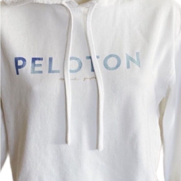 Spiritual Gangster x Peloton Cropped White and Blue Hoodie Size Large L - Picture 4 of 7